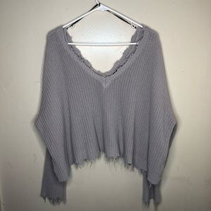 Distressed knit crop-sweater